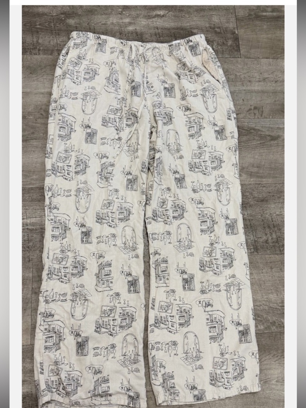 Linen Blend Tan Wide Leg Pockets